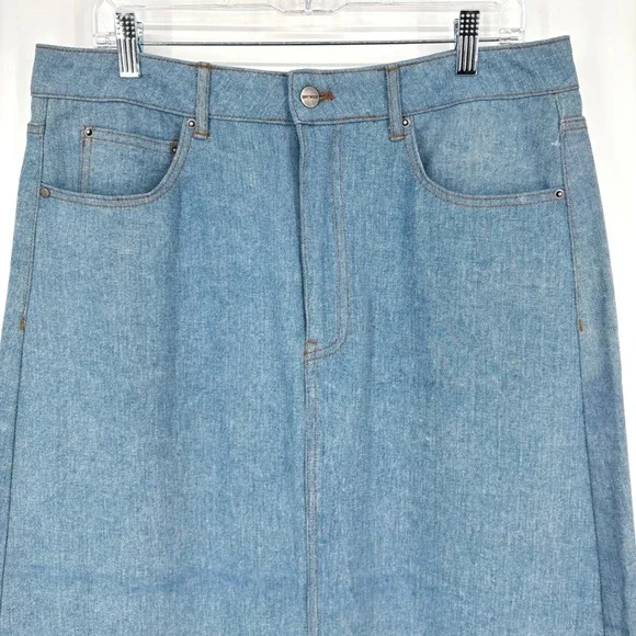 NWT Driftwood Serena Denim Maxi Skirt Sz 32 Blue Pink Eyelet Embroidered Slit‎ - Picture 8 of 14